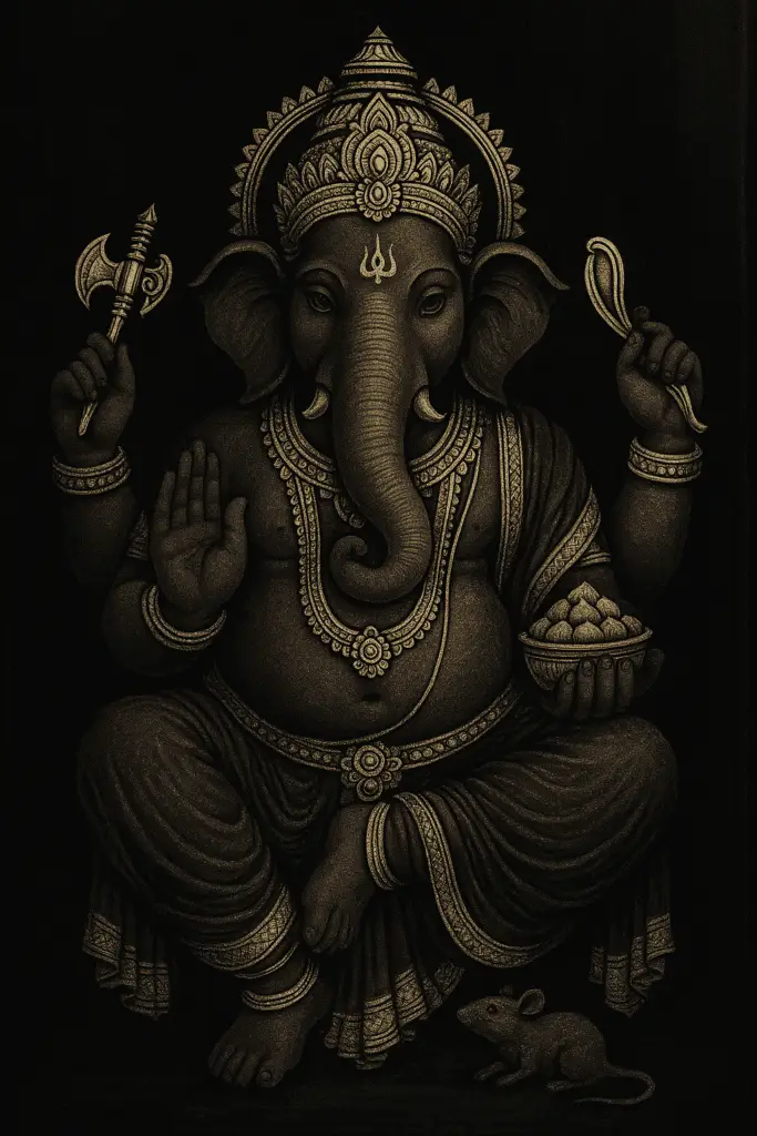 Lord Ganesha Black & Gold Wallpaper Lord Ganesha Black & Gold – Traditional design reimagined with modern tones.