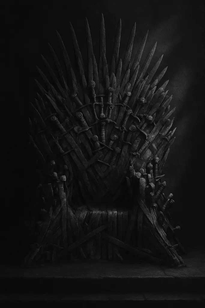 Iron Throne in Shadow Wallpaper Iron Throne in Shadow – The symbol of power in grayscale, enhanced in 4K.
