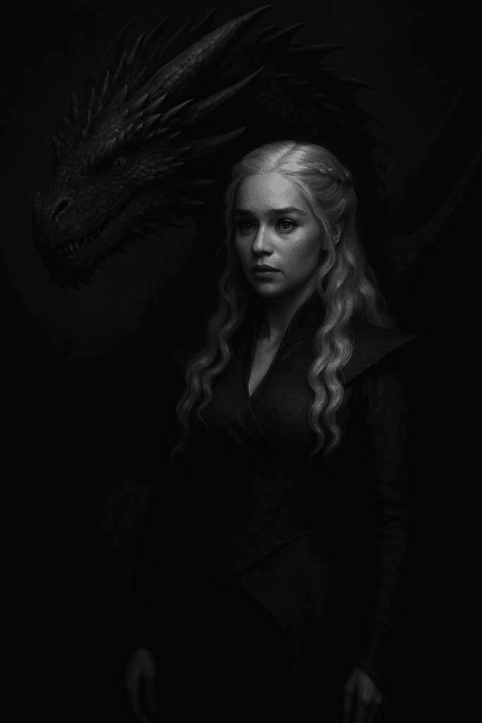 Daenerys with the Dragon Wallpapers Daenerys with Dragon – Dark elegance meets fiery strength.