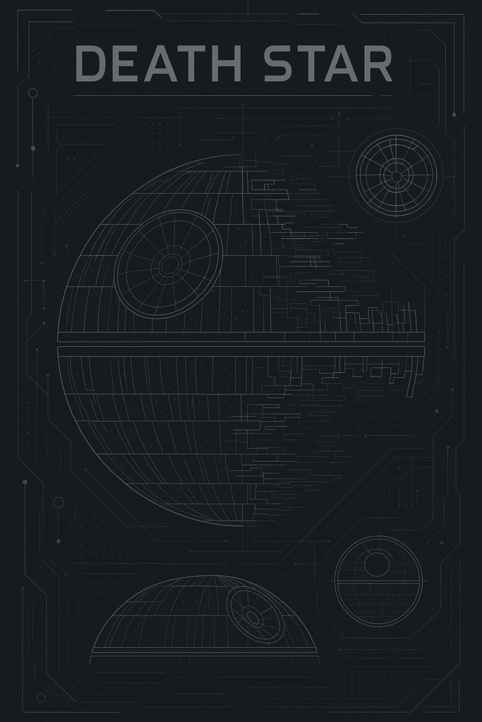 Death Star Blueprint Wallpapers Death Star Blueprint – Futuristic and clean in vector-style dark tones.