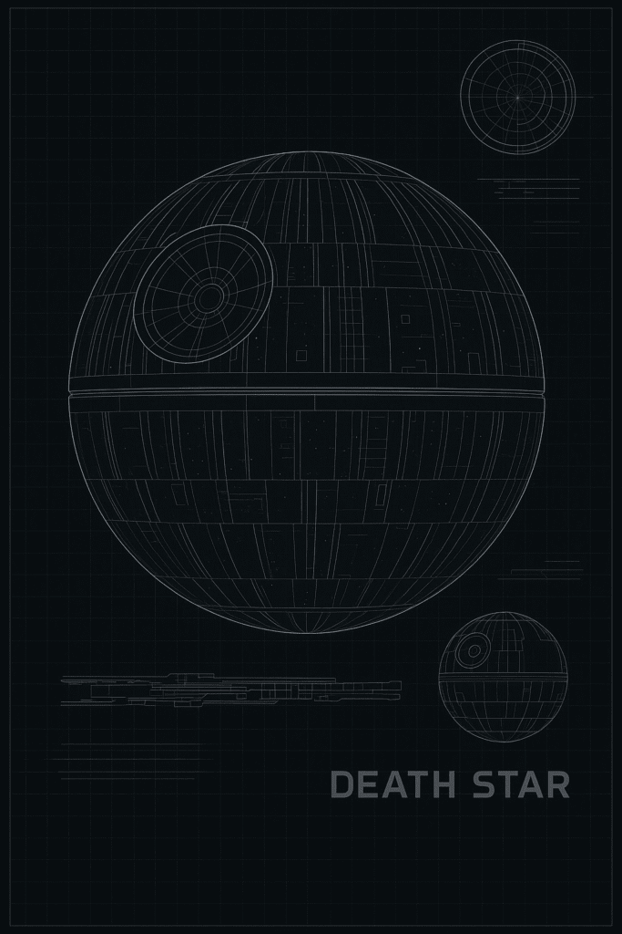 Death Star Blueprint Wallpapers Death Star Blueprint – Futuristic and clean in vector-style dark tones.