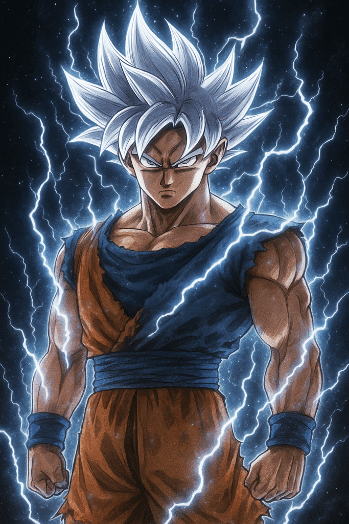 Goku's Ultra Instinct Glow Wallpapers Goku Ultra Instinct Glow – Dark cosmos with lightning aura.