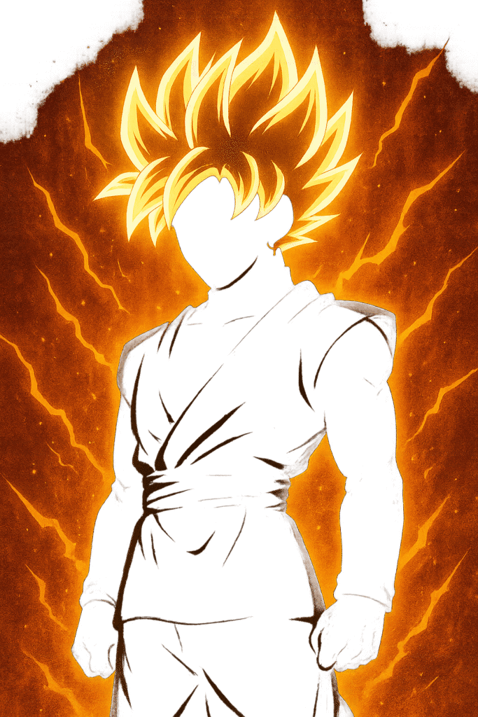 Super Saiyan Goku Black Shadow Super Saiyan Goku Black Shadow – Hair glow, body in silhouette.