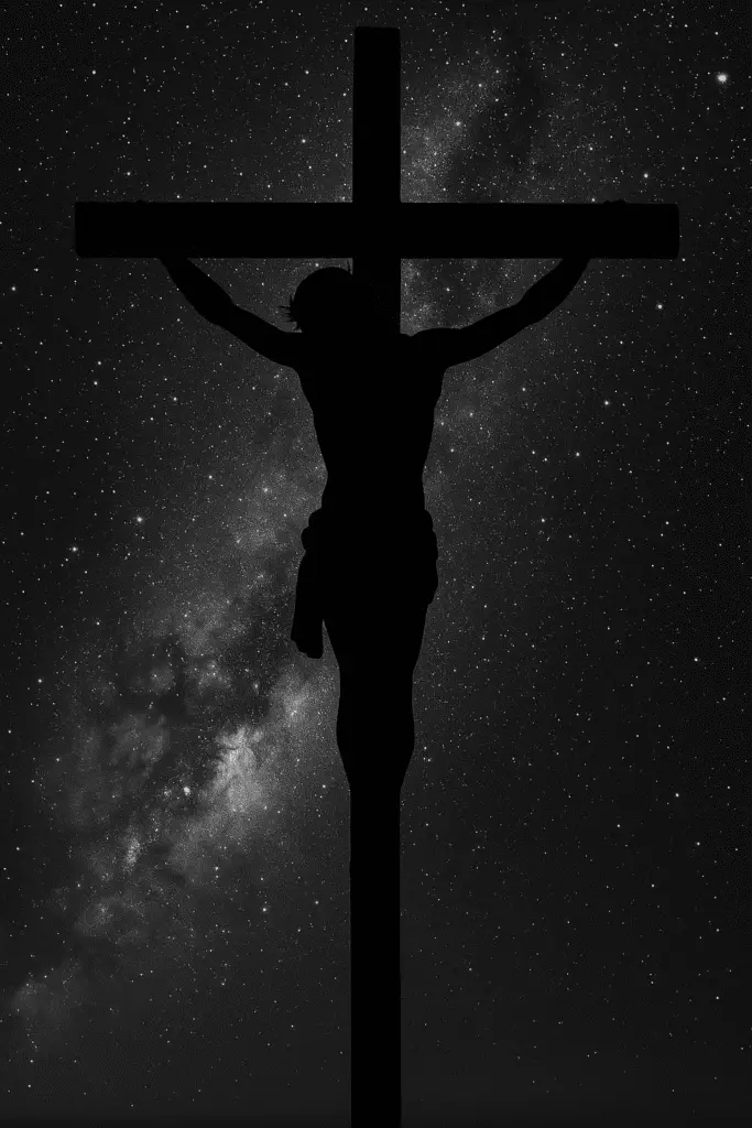 Jesus on the Cross Wallpapers Jesus on the Cross – A powerful silhouette with stars and galaxy as the backdrop.