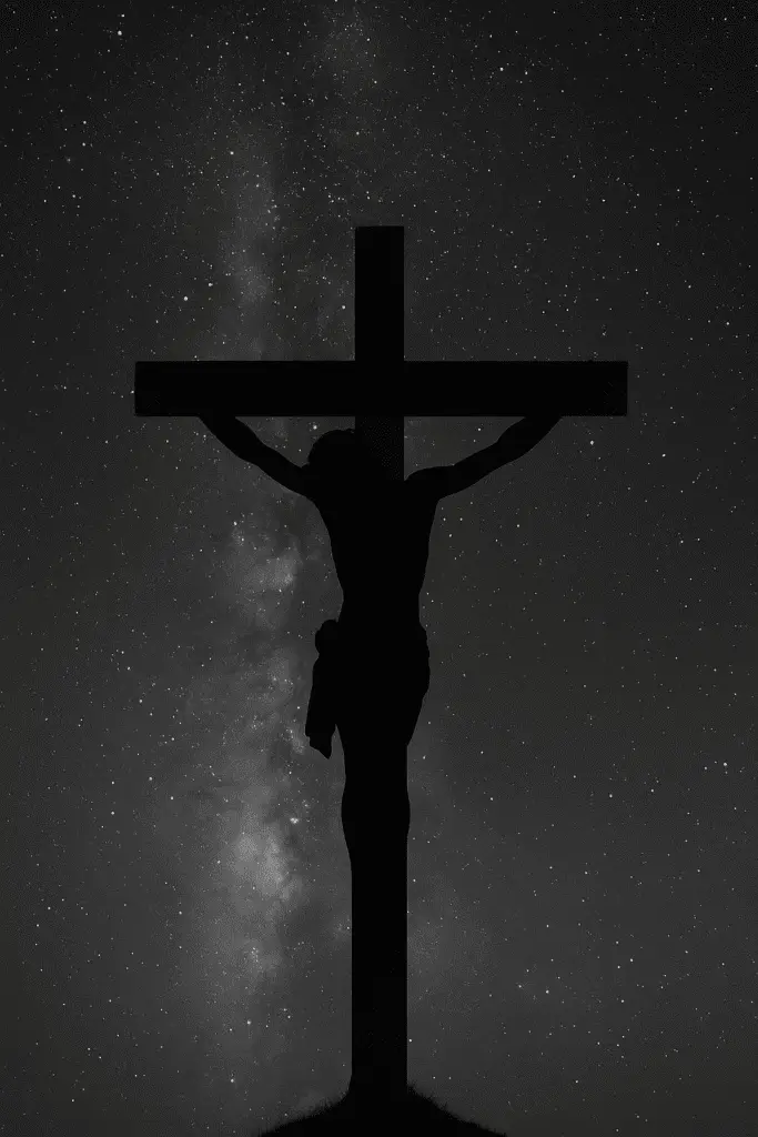 Jesus on the Cross Wallpapers Jesus on the Cross – A powerful silhouette with stars and galaxy as the backdrop.