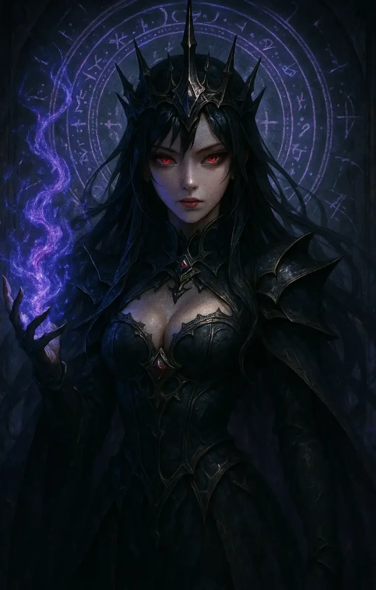 7. Dark Fantasy Anime Sorceress Gothic and powerful, this wallpaper showcases an AI-rendered magical queen surrounded by arcane symbols. Free Download Anime Wallpaper for Iphone Wallpaper and Lockscreen Wallpapers, and also Cool Wallpaper, Desktop Wallpaper, Black Wallpaper,