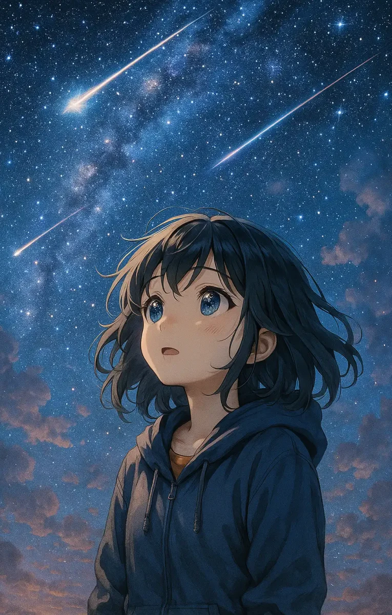 10. Dreamy Anime Sky with Shooting Stars A soft, star-filled sky above a dreamy character. Ideal for those who love peaceful, inspirational scenes. Free Download Anime Wallpaper for Iphone Wallpaper and Lockscreen Wallpapers, and also Cool Wallpaper, Desktop Wallpaper, Black Wallpaper,